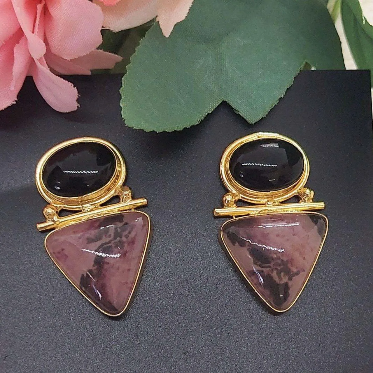 EMMA- BRASS SEMIPRECIOUS STUDS