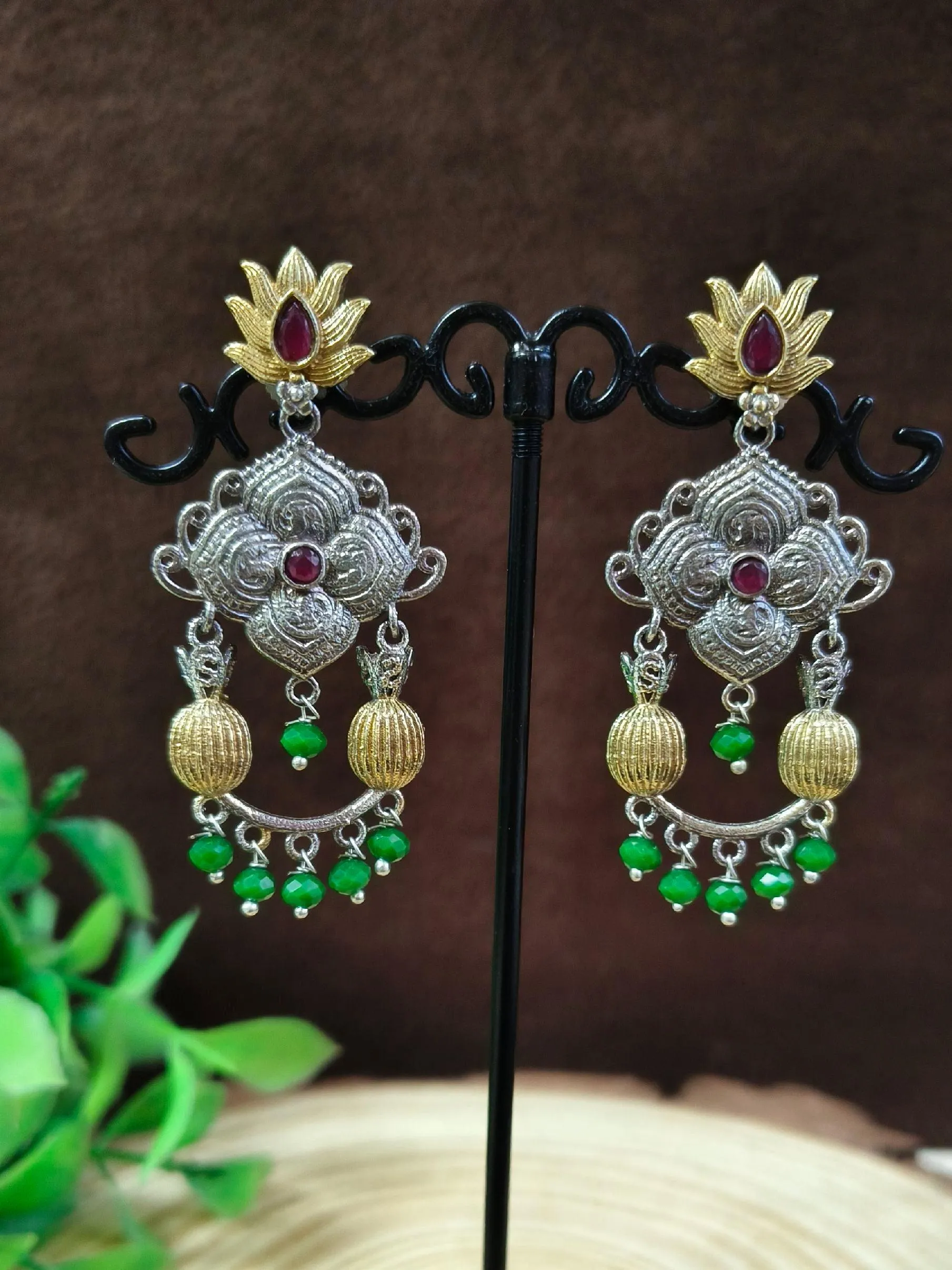 Enchanted Dual Tone Dangler Earrings | Sarichka