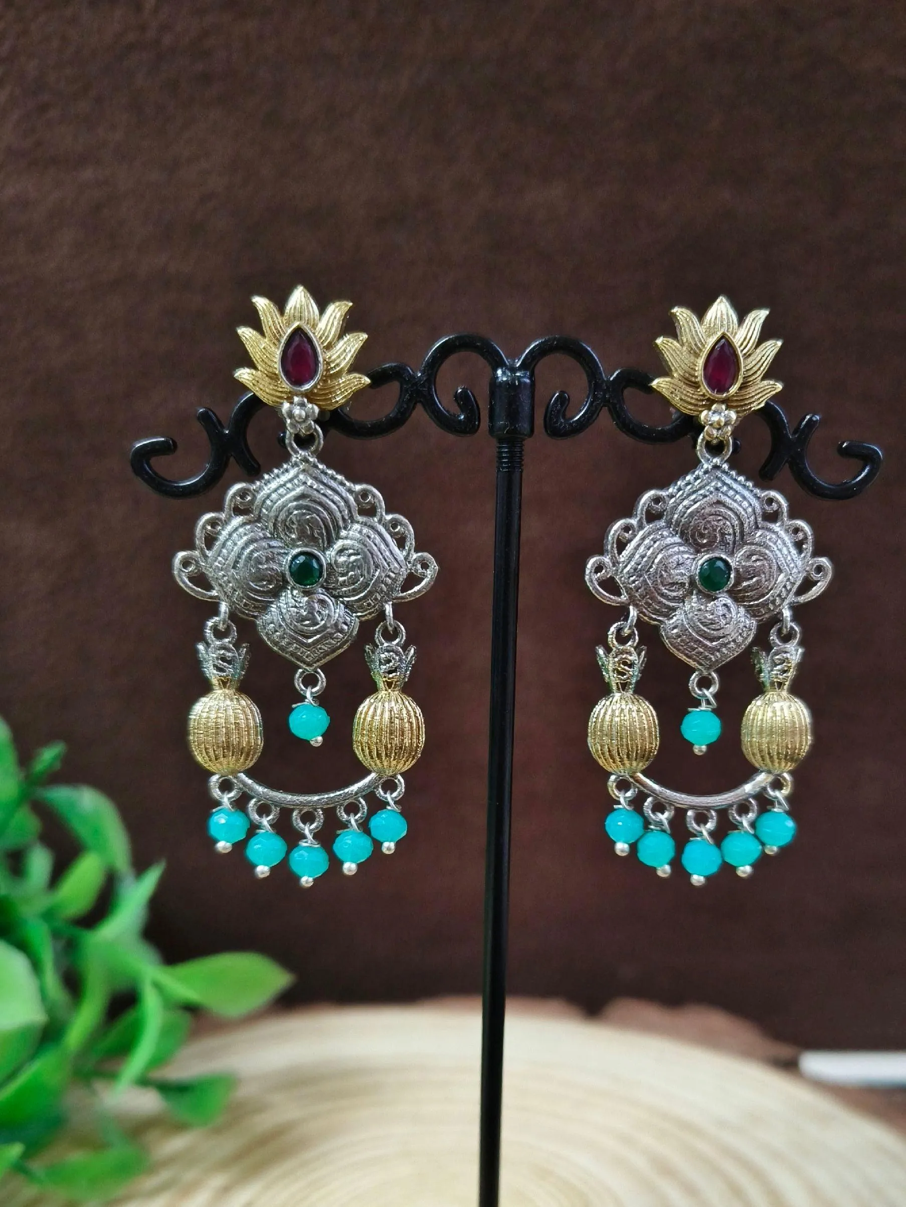 Enchanted Dual Tone Dangler Earrings | Sarichka
