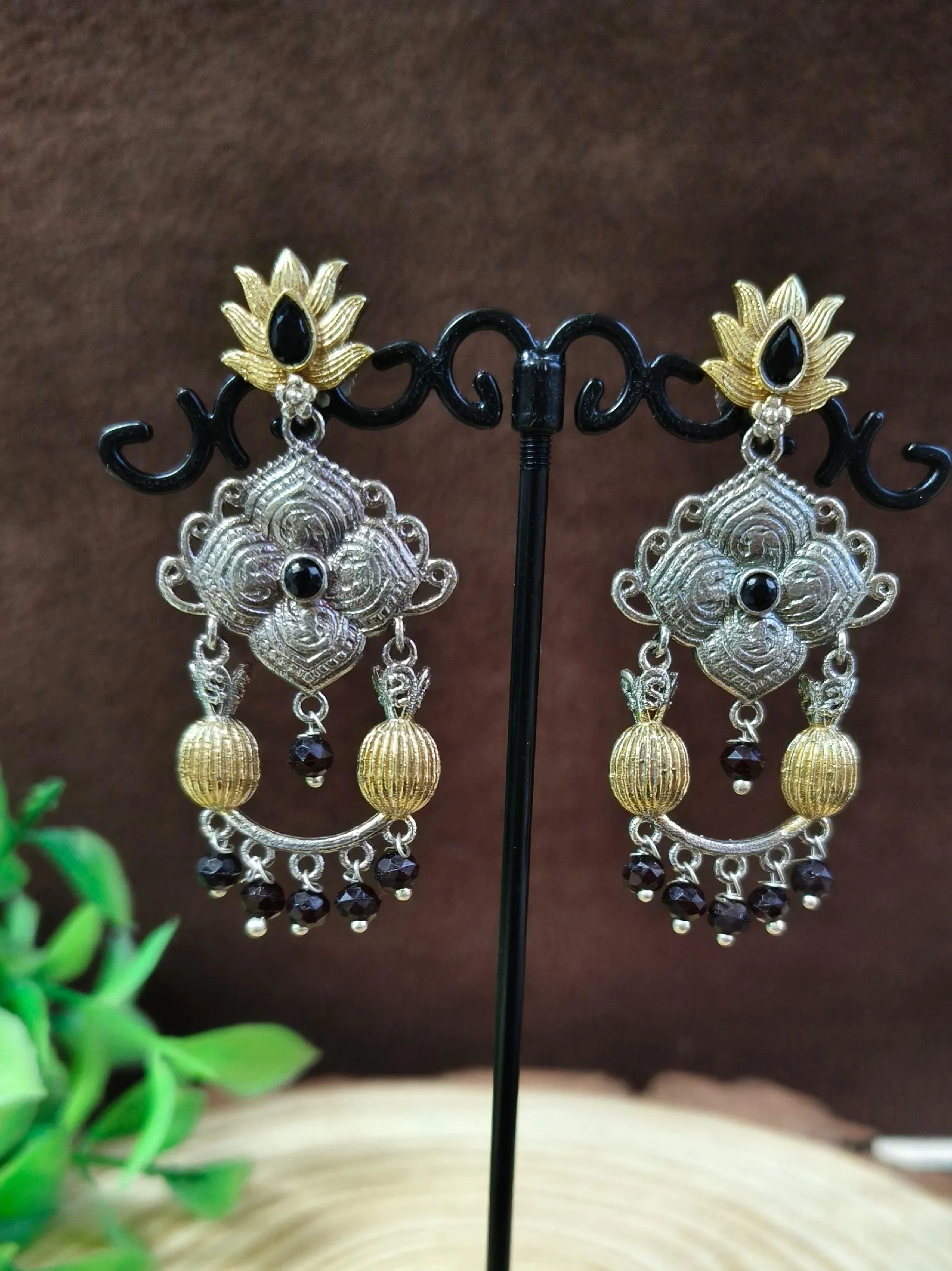 Enchanted Dual Tone Dangler Earrings | Sarichka