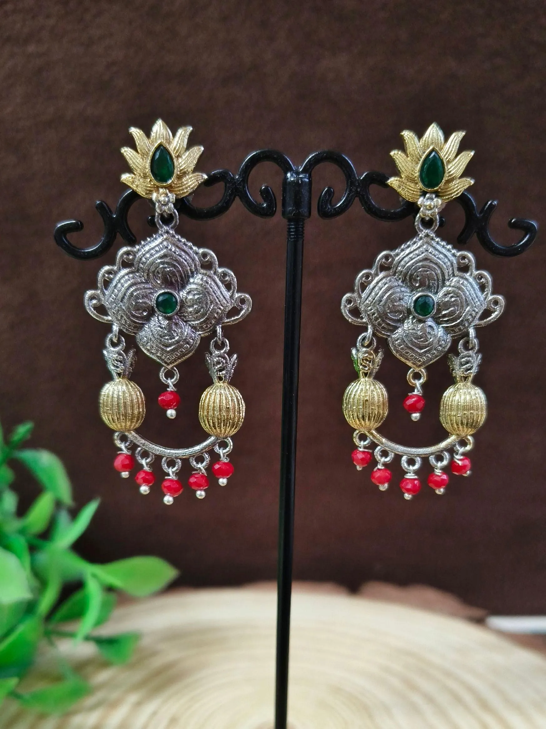 Enchanted Dual Tone Dangler Earrings | Sarichka