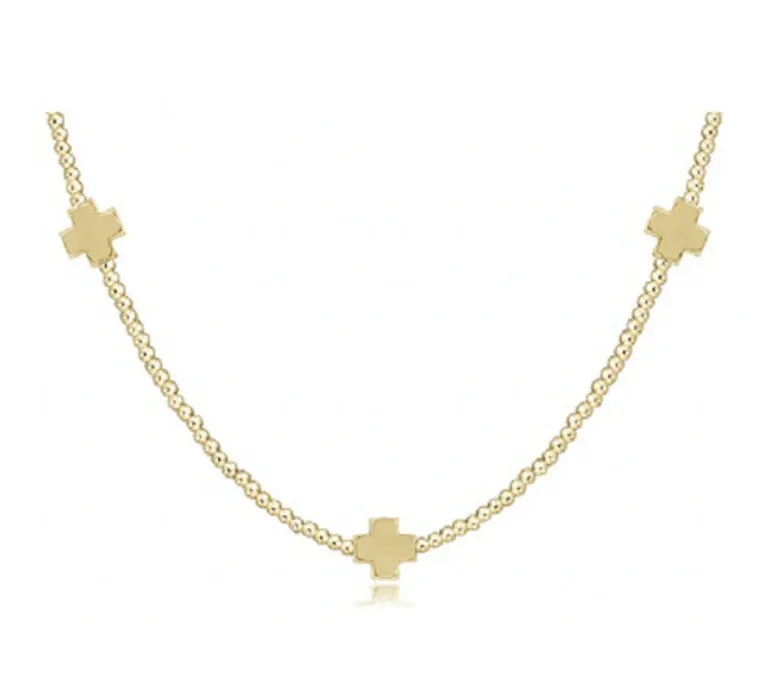 Enewton - choker signature cross gold - 2mm bead - Signature Cross Gold