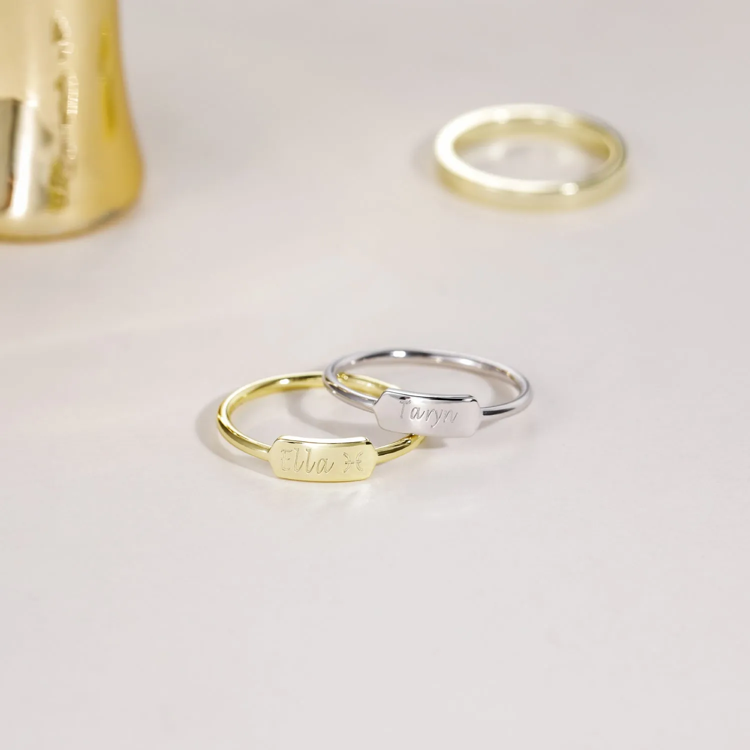 Engravable Letter Ring For Gift