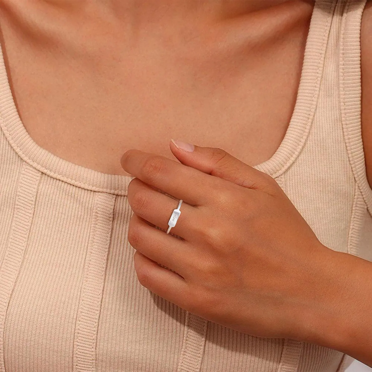Engravable Letter Ring For Gift