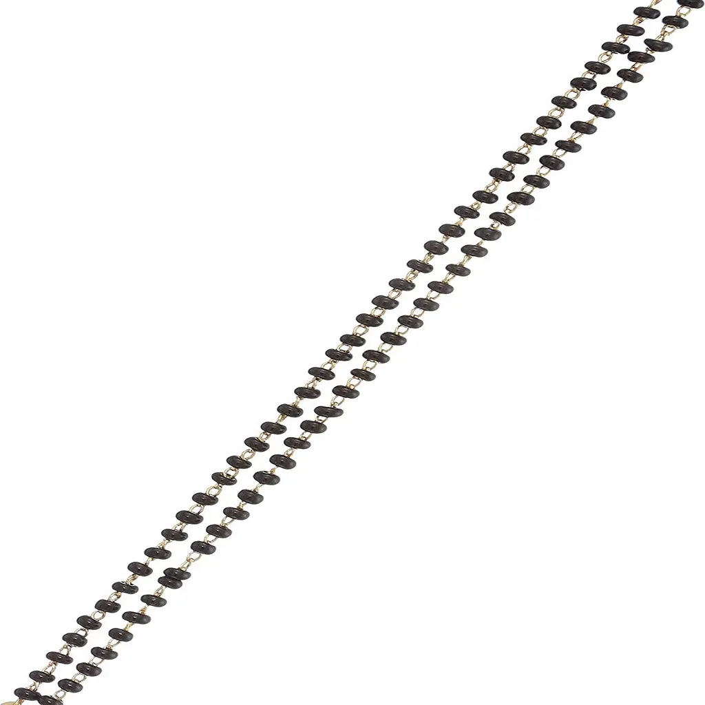 Estele Gold & Rhodium Plated Modern Minimalistic Double Line Mangalsutra Necklace Set with White Austrian Crystals for Women