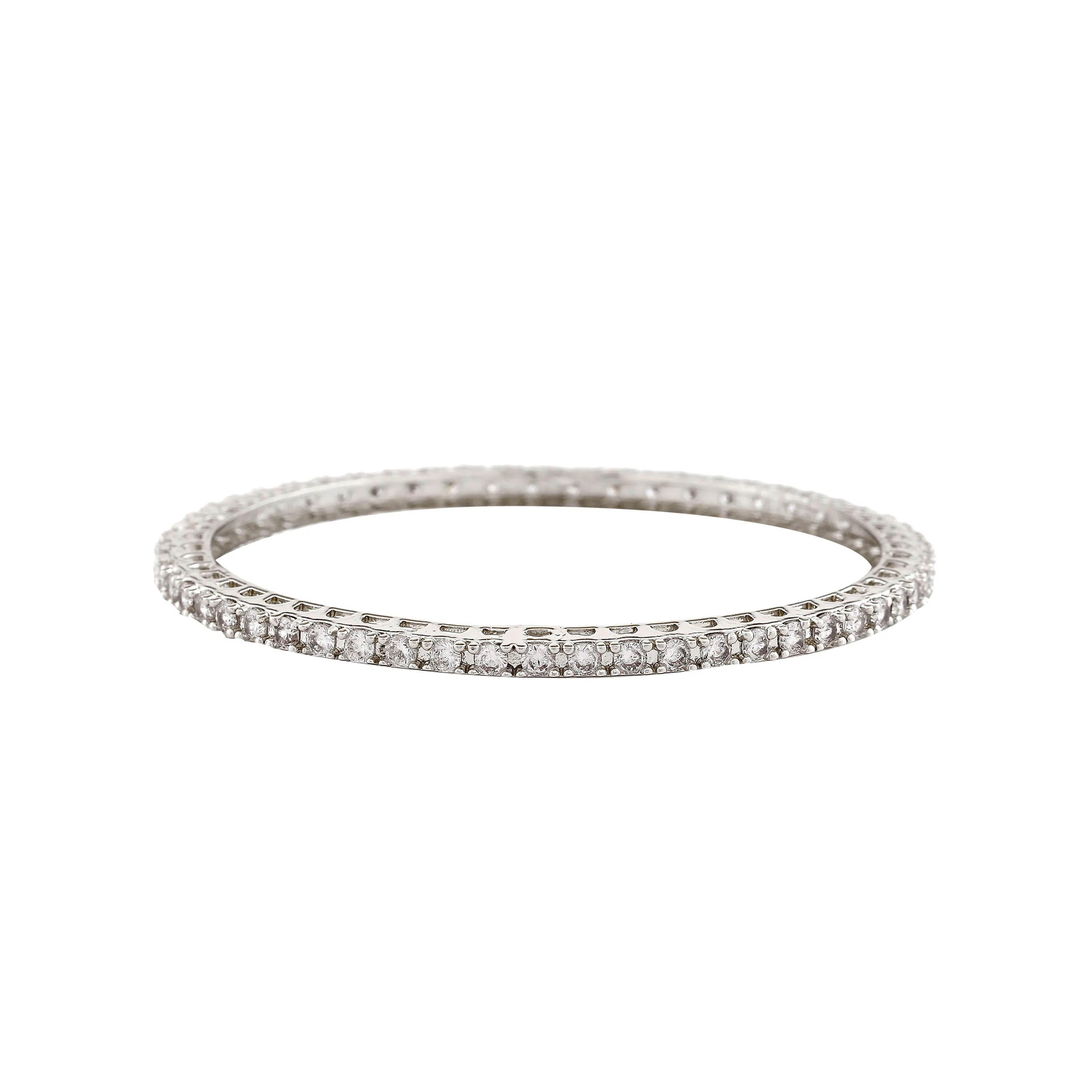 Estele Rhodium Plated Exquisite White American Diamond Bangles | Available in 2:6 & 2:8 Sizes |A Perfect Blend of Elegance & Glamour for Women