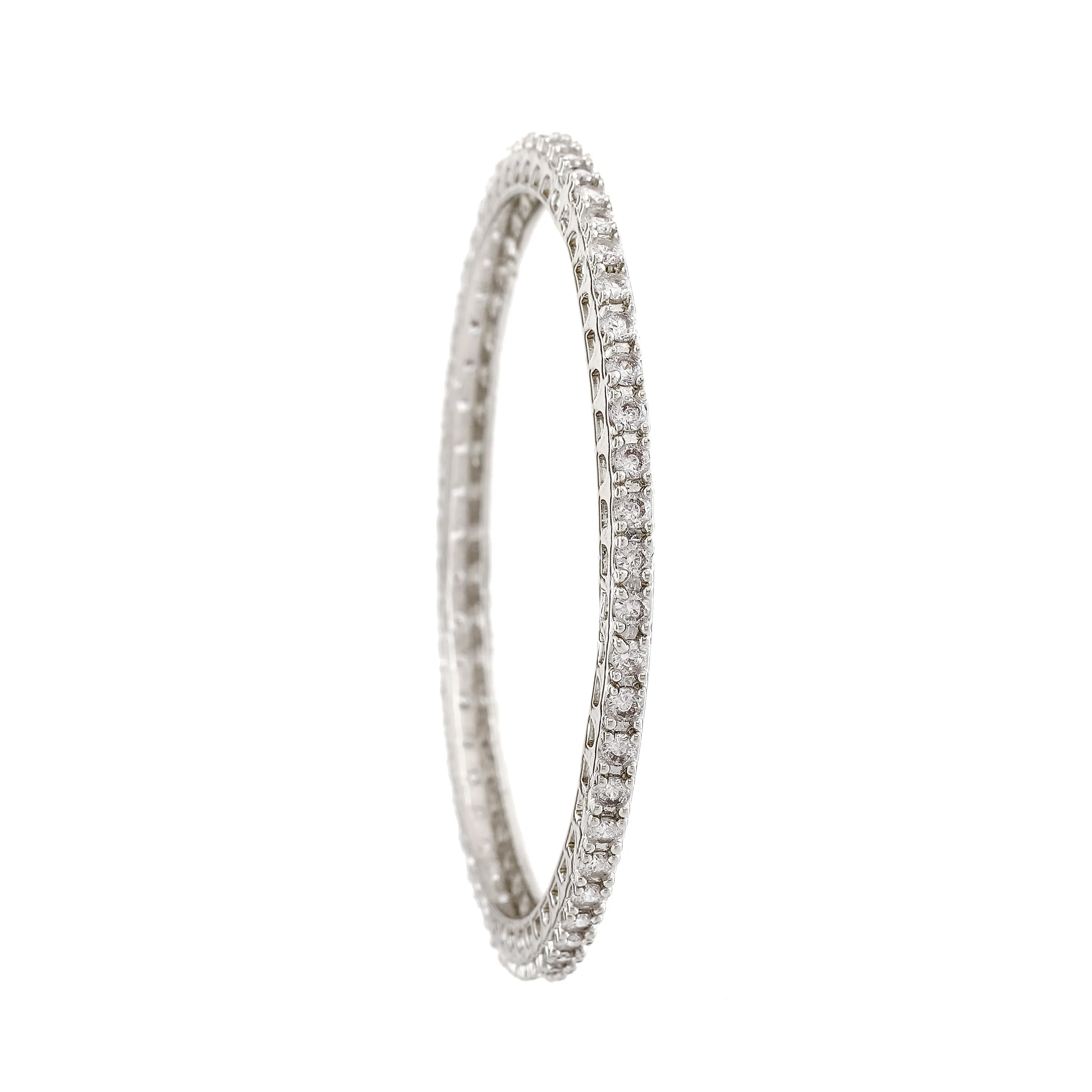 Estele Rhodium Plated Exquisite White American Diamond Bangles | Available in 2:6 & 2:8 Sizes |A Perfect Blend of Elegance & Glamour for Women