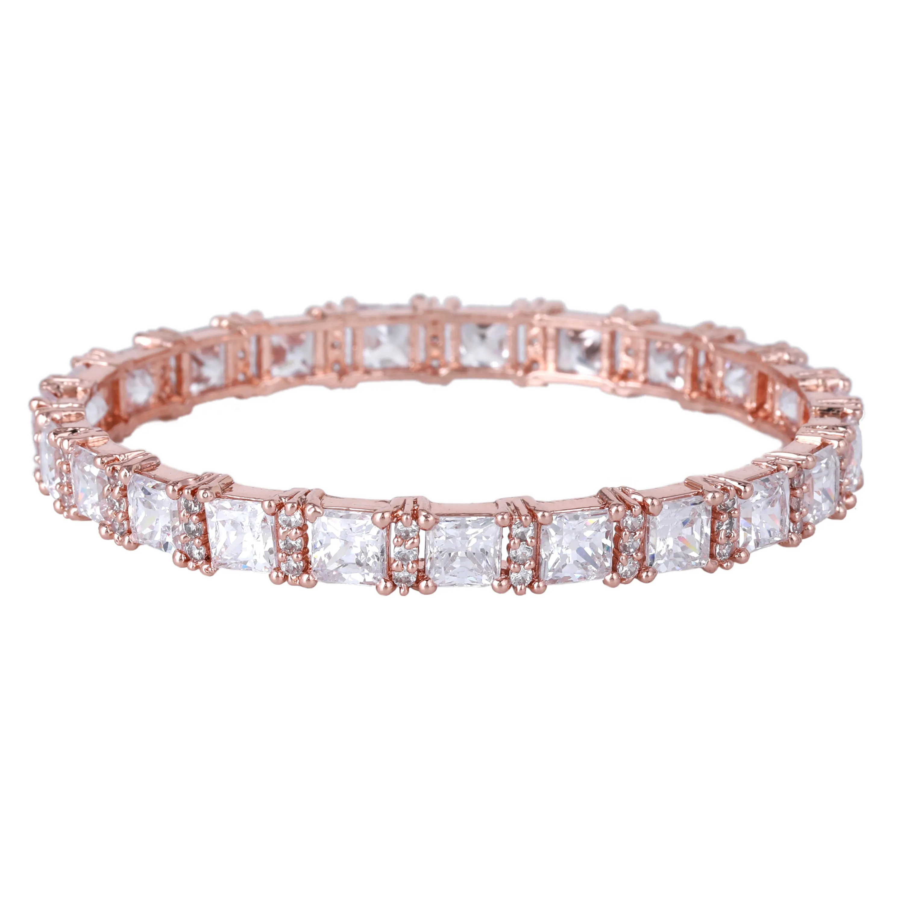 Estele Rosegold Plated Refined White American Diamond Bangles for Women| Available Sizes 2:4, 2:6 & 2:8| Perfect for Festive & Party Wear