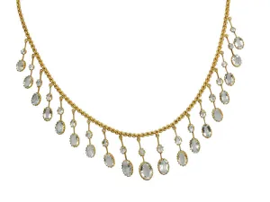 Ethereal Antique Fine Aquamarine Fringe Necklace