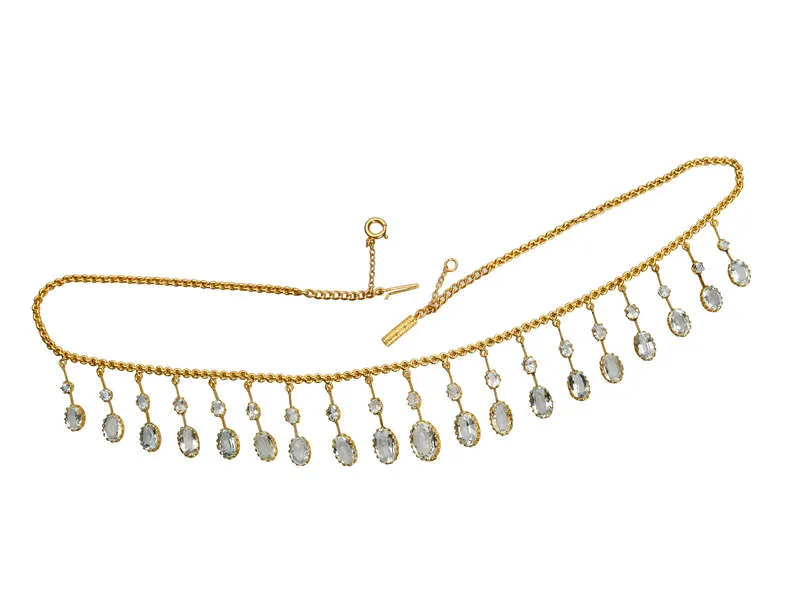 Ethereal Antique Fine Aquamarine Fringe Necklace
