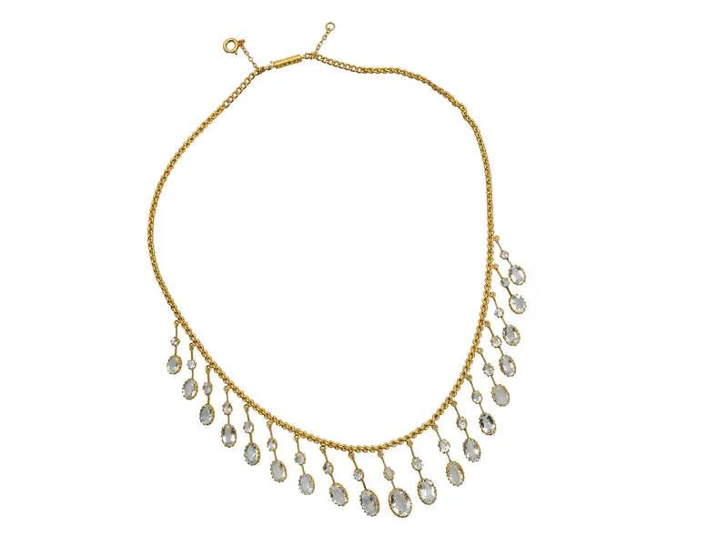 Ethereal Antique Fine Aquamarine Fringe Necklace