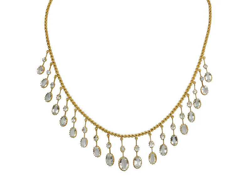 Ethereal Antique Fine Aquamarine Fringe Necklace