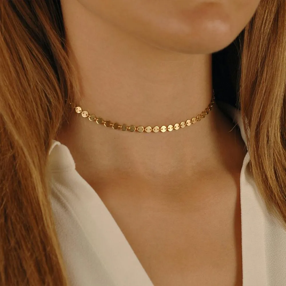Ethereal Duo: Dainty Disc Layered Necklace Set