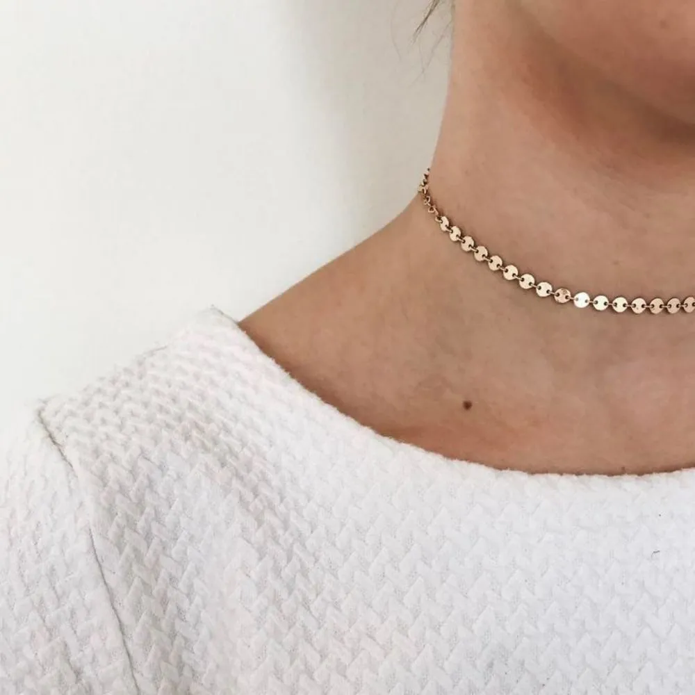 Ethereal Duo: Dainty Disc Layered Necklace Set
