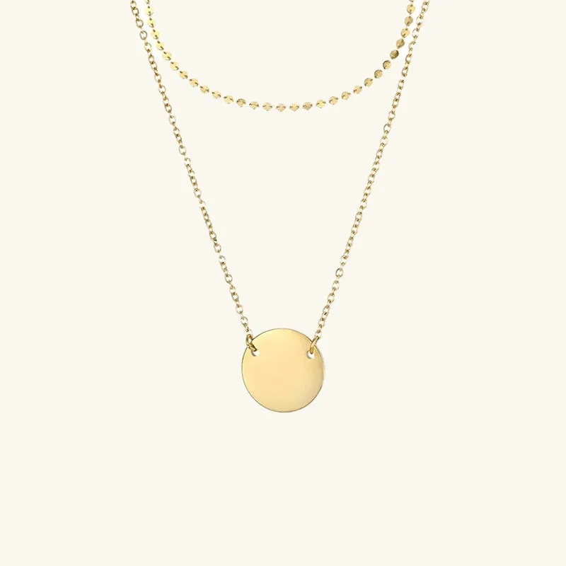 Ethereal Duo: Dainty Disc Layered Necklace Set