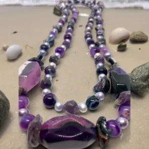 Ethereal Necklace - Pearl Amethyst & Crystal  | Long Layered