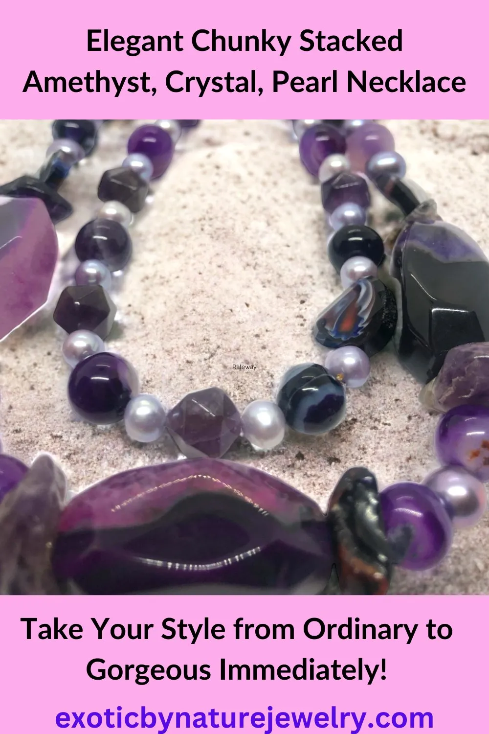 Ethereal Necklace - Pearl Amethyst & Crystal  | Long Layered