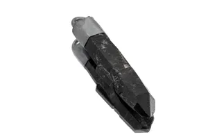 Ethereal Resonance: Rare and Long Dark Lemurian Laser Manifestation Smokey Quartz - Sterling Silver Crystal Pendant