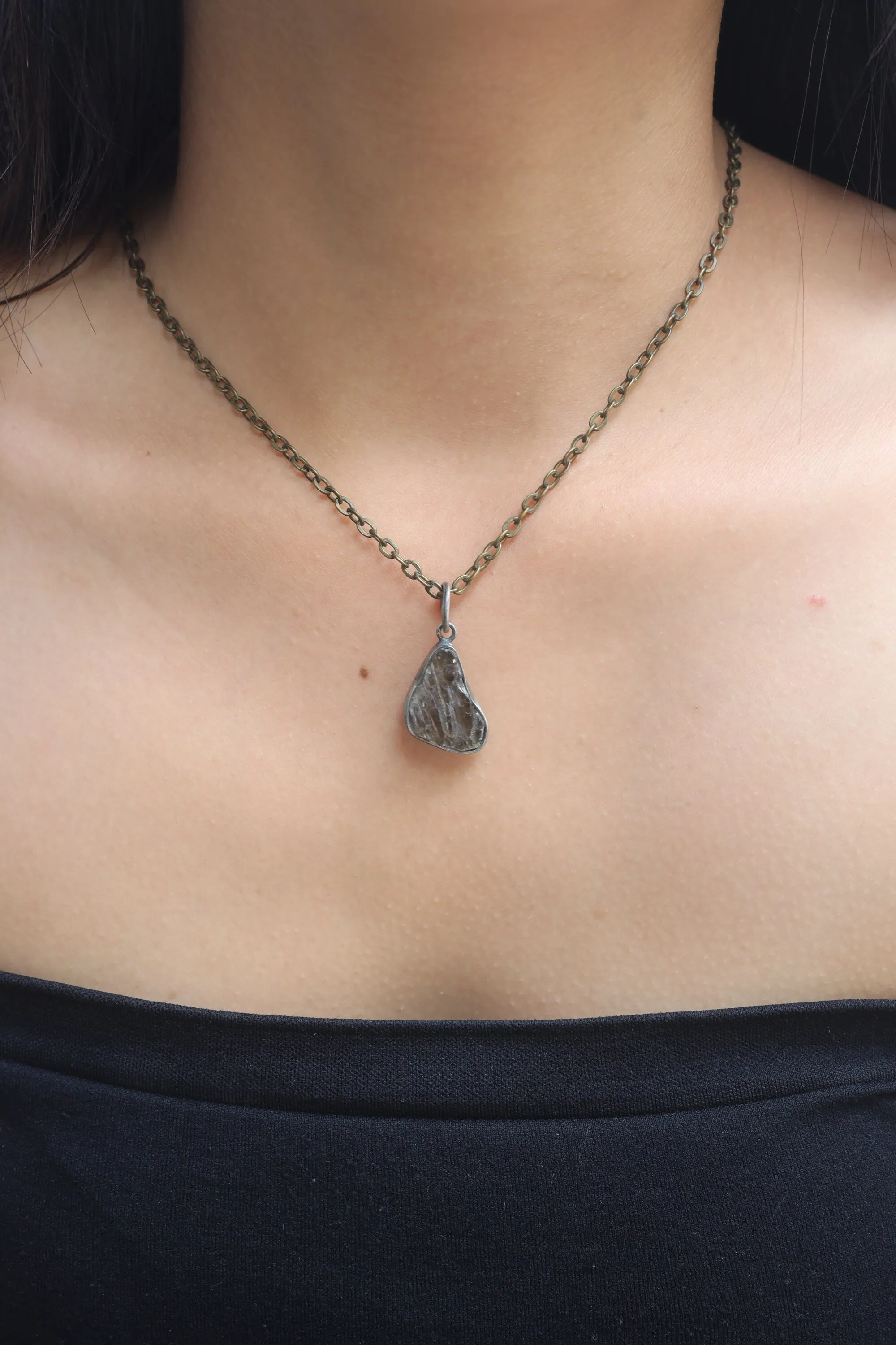 Ethereal Torrington Citrine Pendant - Sterling Silver - Oxidized - Brush Texture- NO/11