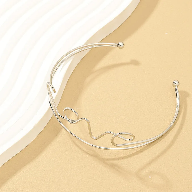 Exaggerated Geometric Metal LOVE Bracelet from Vienna Verve Collection