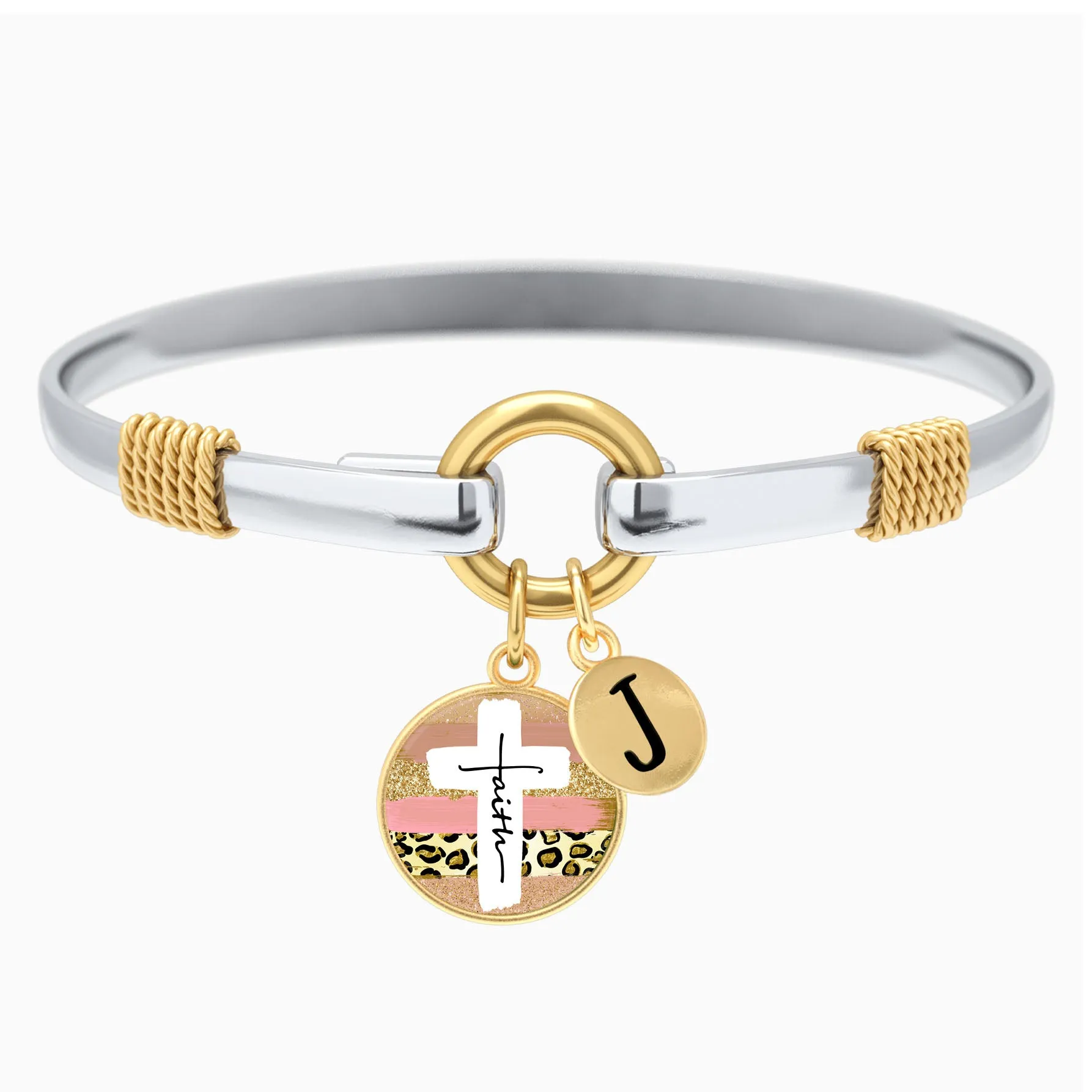 Faith Cross Paint Swipe - Two-Tone Bracelet