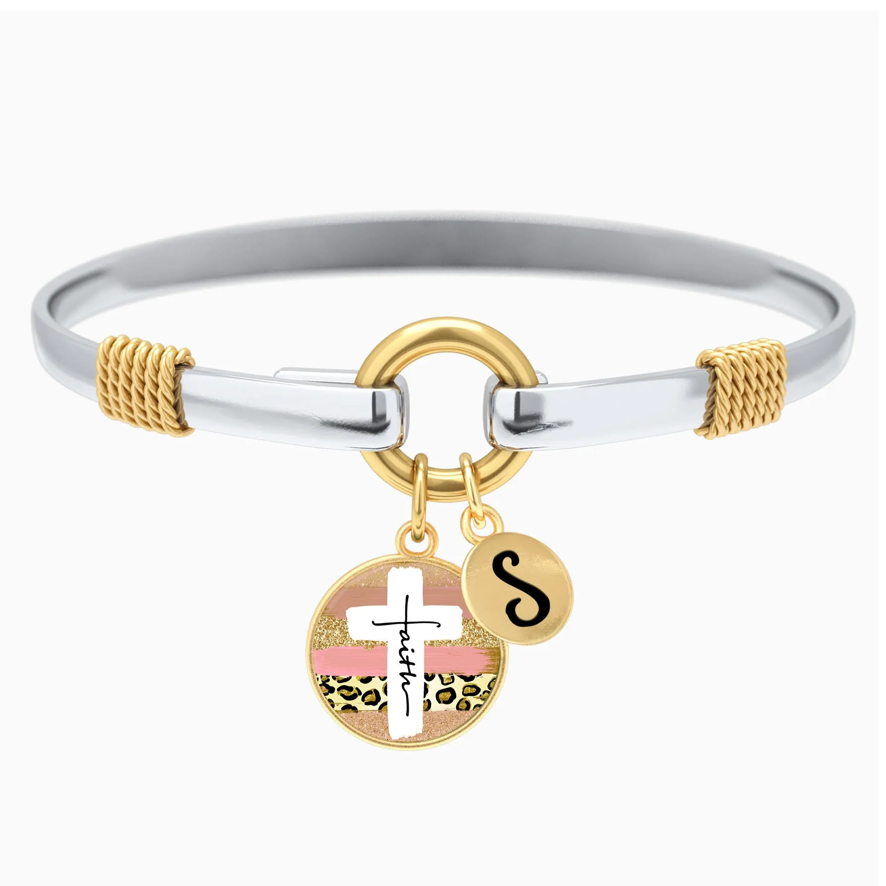Faith Cross Paint Swipe - Two-Tone Bracelet
