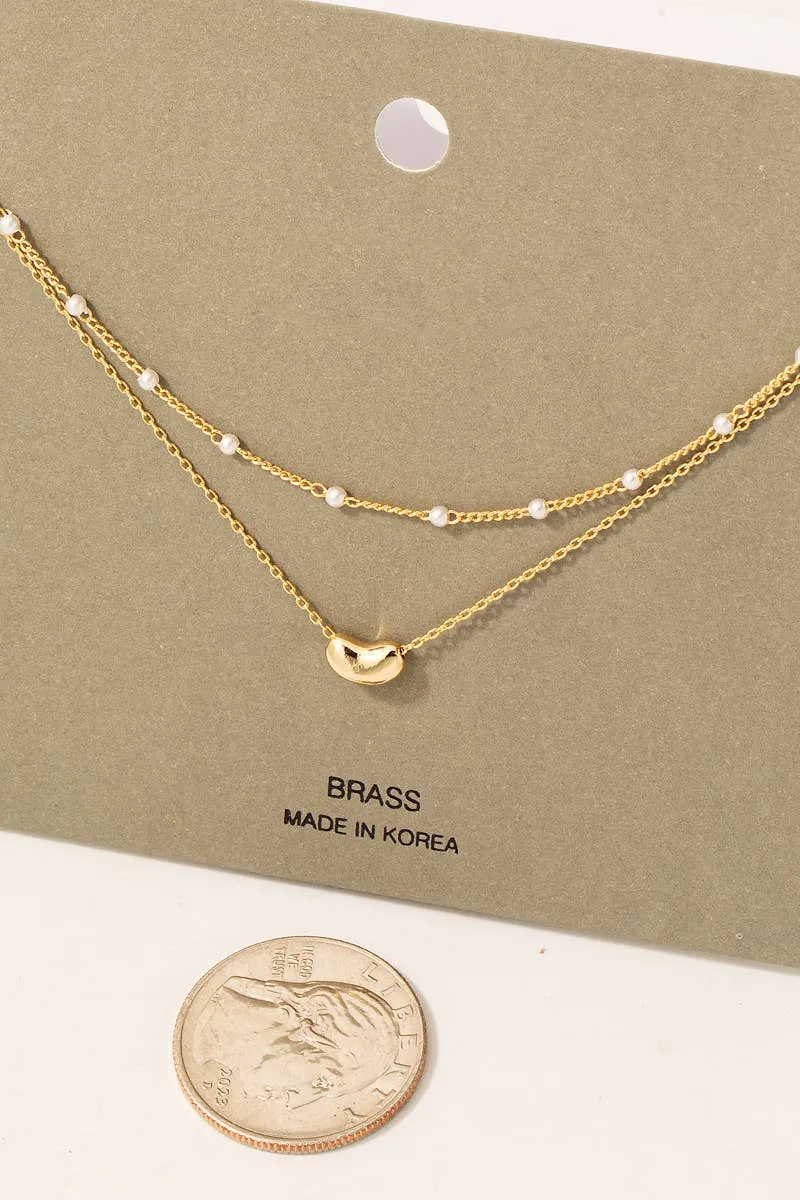 Fame Bean Pendant Pearl Beaded Chain Necklace