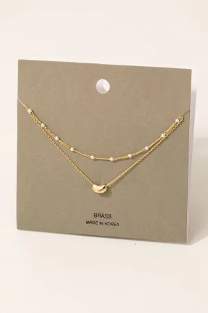 Fame Bean Pendant Pearl Beaded Chain Necklace