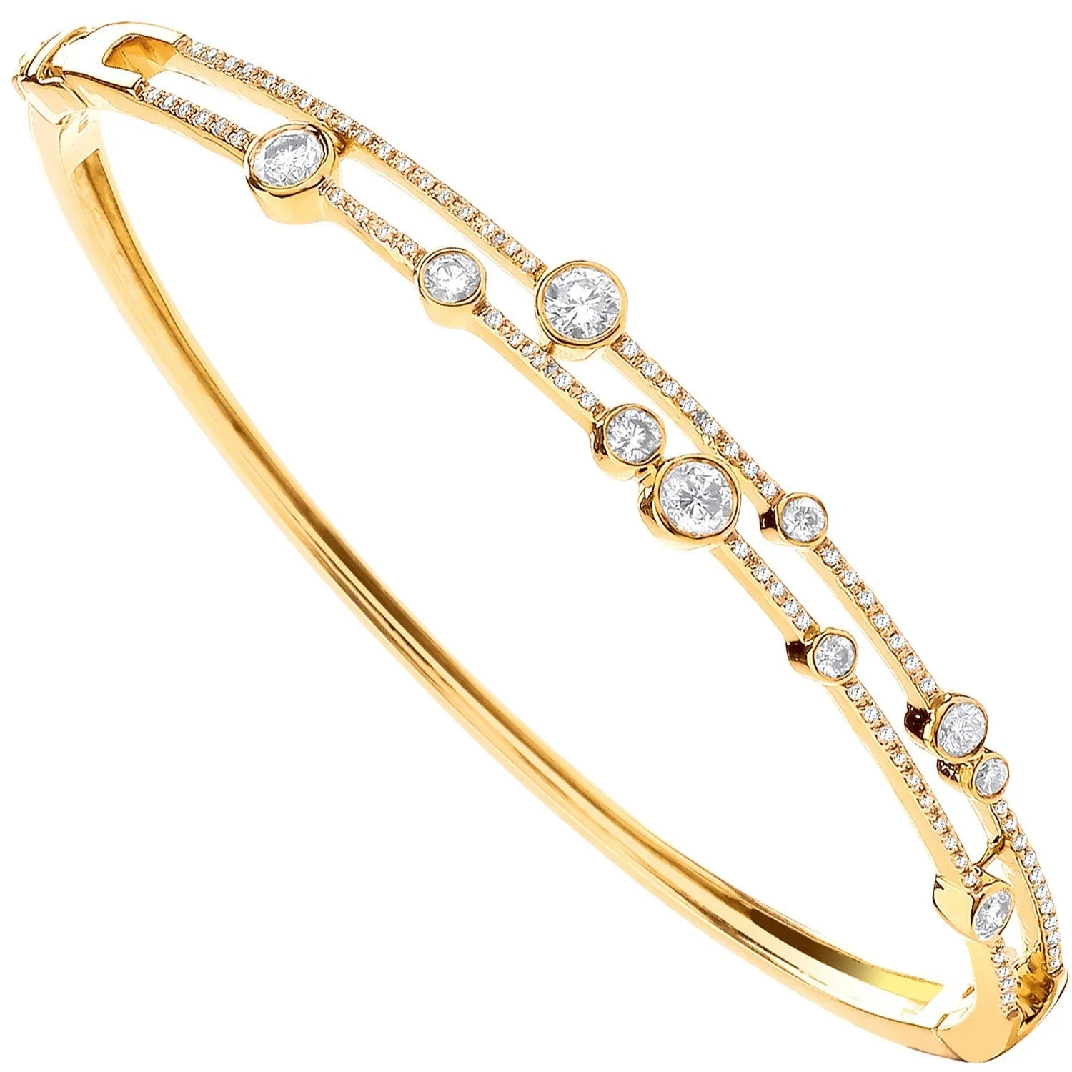Fancy Diamond Bangle 1.00ct H-SI Quality in 18K Yellow Gold