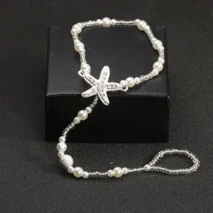 Fashion Pearl Anklet Bohemian Single Chain Starfish Feet Ankle