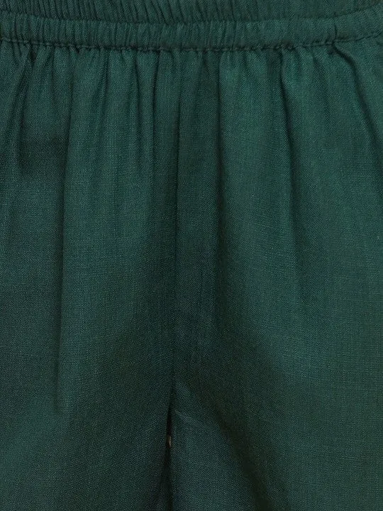 Girls Green Anarkali Gotta Patti Kurta & Trousers set With Dupatta