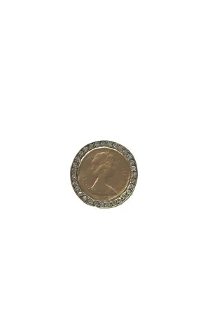 Gold Clear Crystal Coin Ring