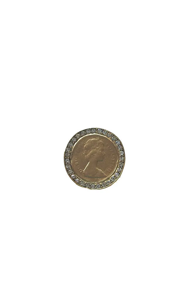Gold Clear Crystal Coin Ring