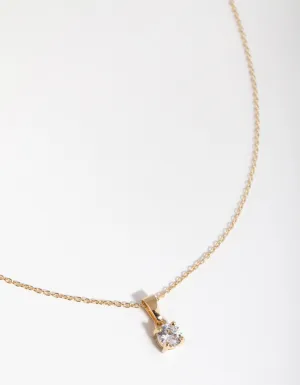 Gold Cubic Zirconia 0.5ct Bale Necklace