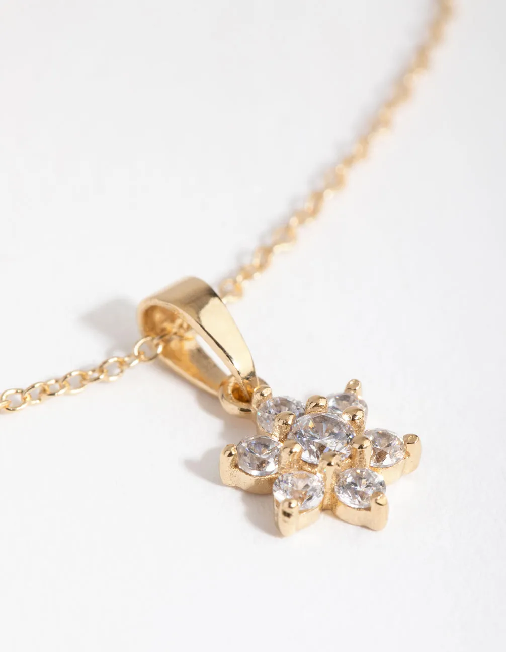 Gold Cubic Zirconia Flower Necklace