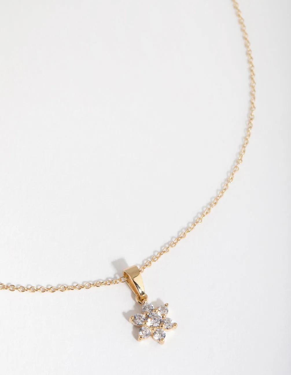 Gold Cubic Zirconia Flower Necklace