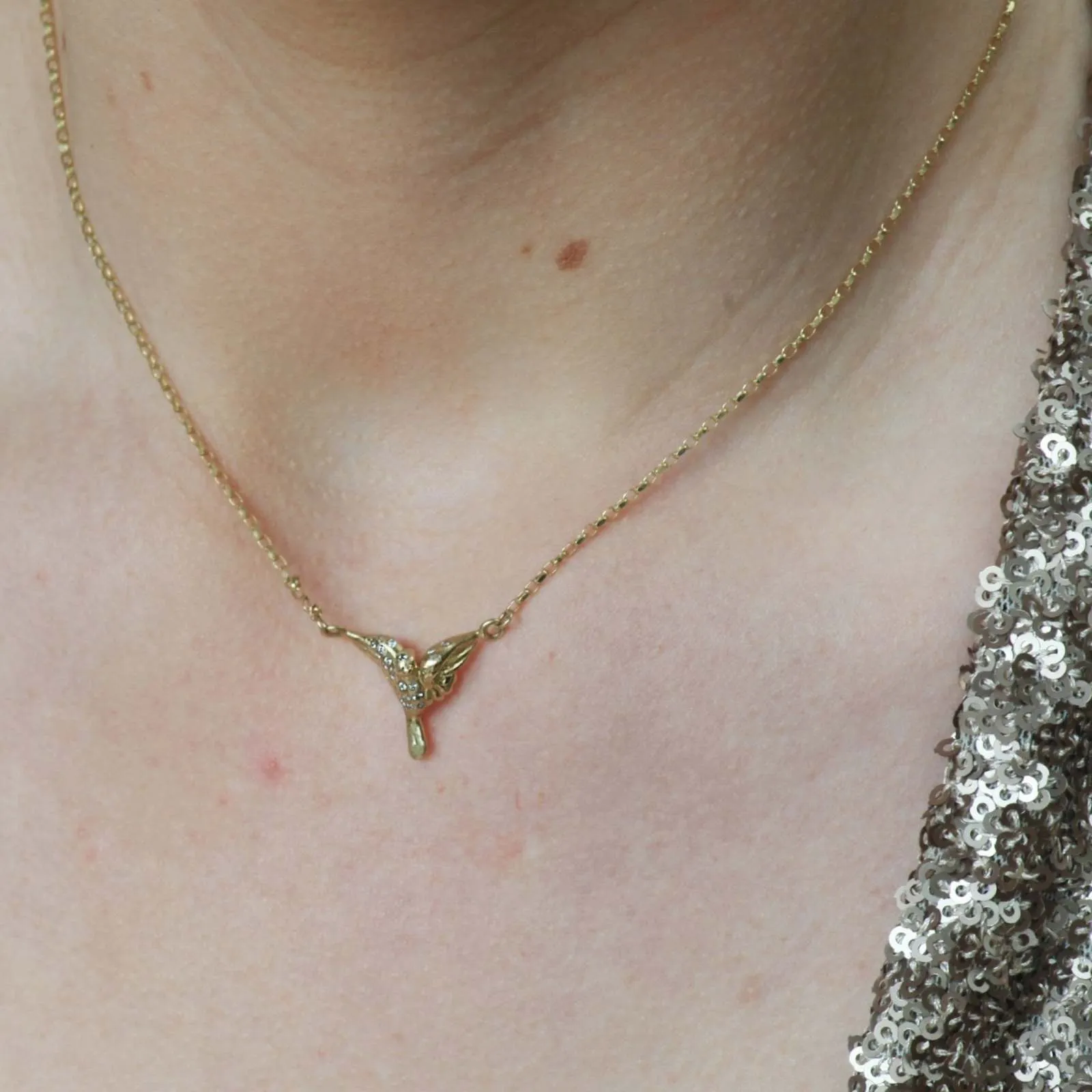 Gold Dove Necklace With Diamonds