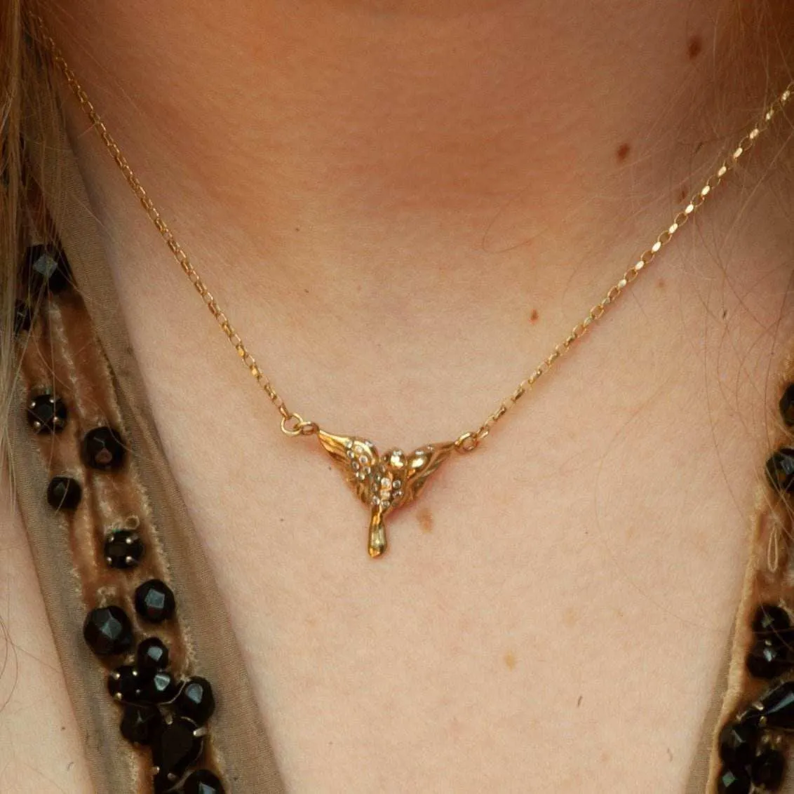 Gold Dove Necklace With Diamonds