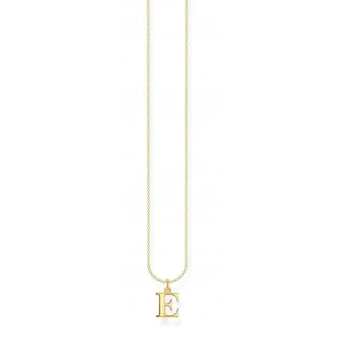Gold Plated Letter E Necklace KE2014-413-39-L45V