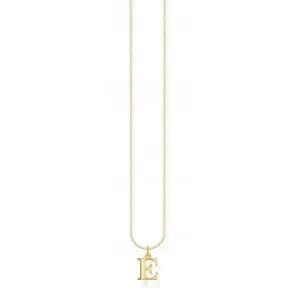 Gold Plated Letter E Necklace KE2014-413-39-L45V