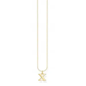 Gold Plated Letter X Necklace KE2033-413-39-L45V