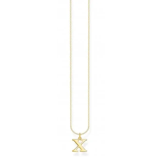 Gold Plated Letter X Necklace KE2033-413-39-L45V