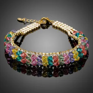 Gold Plated Multicolor Crystal Beads Charm Bracelet