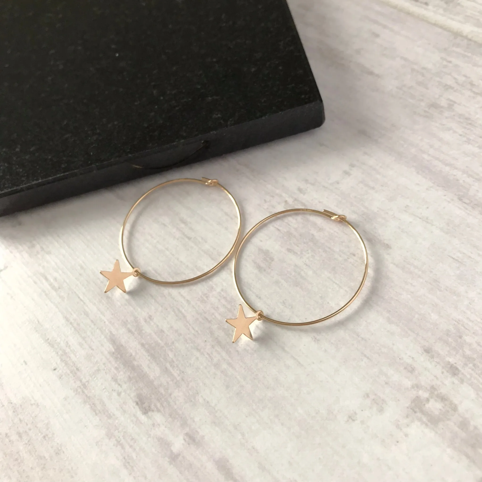 Gold Star Hoop Earrings