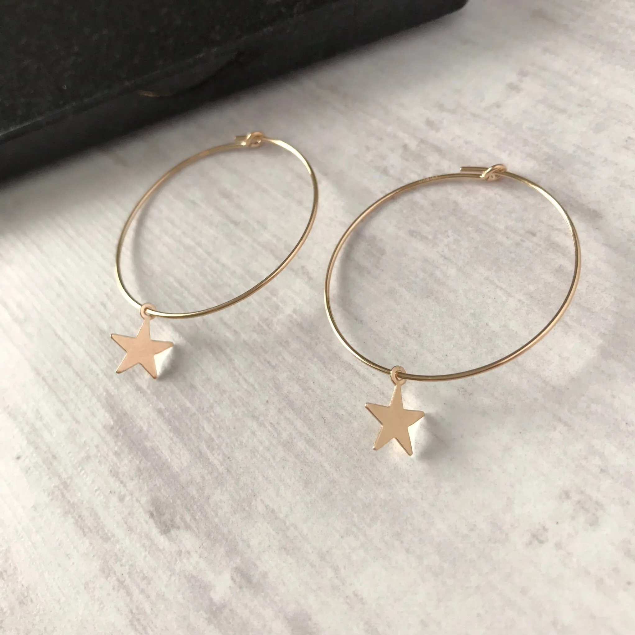 Gold Star Hoop Earrings