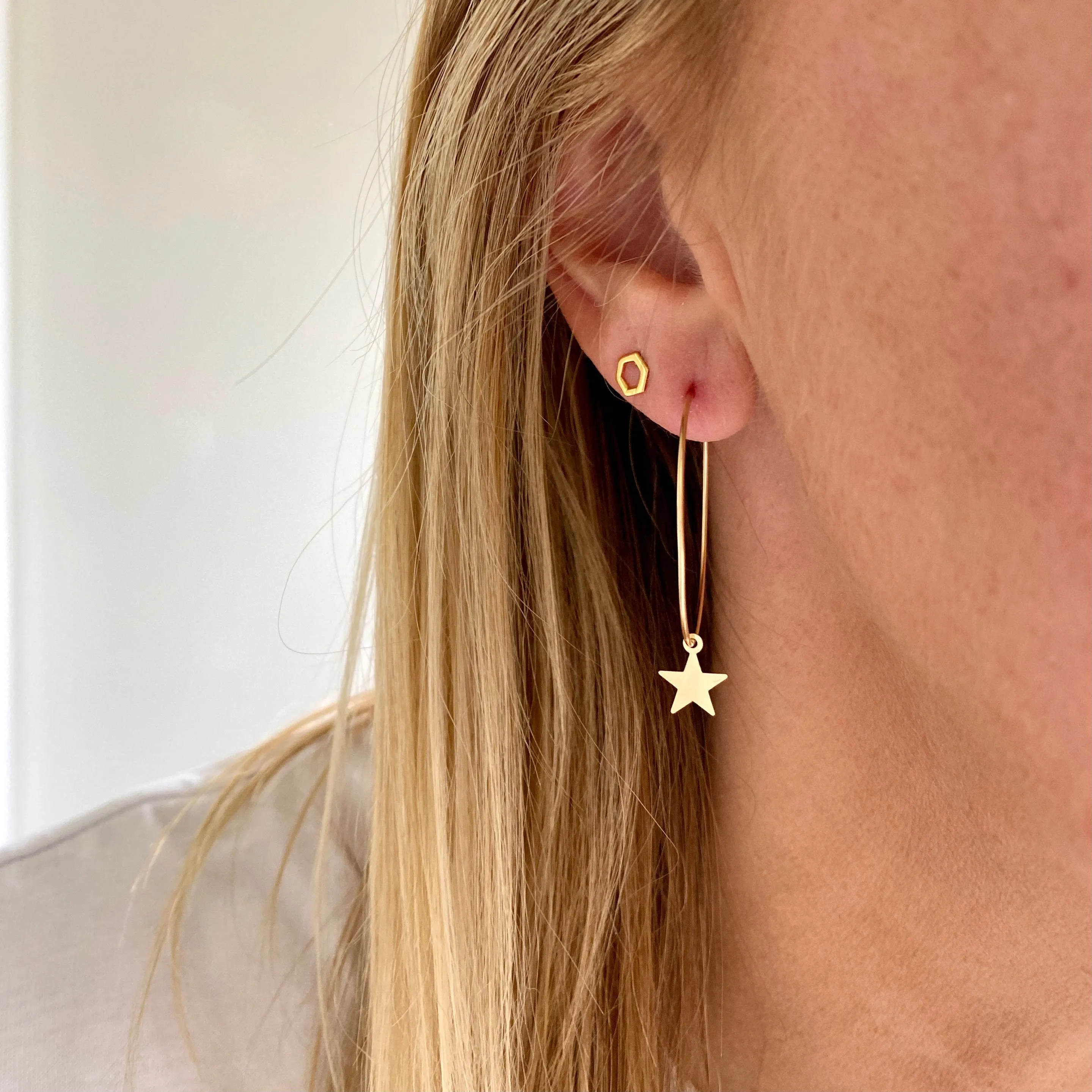 Gold Star Hoop Earrings