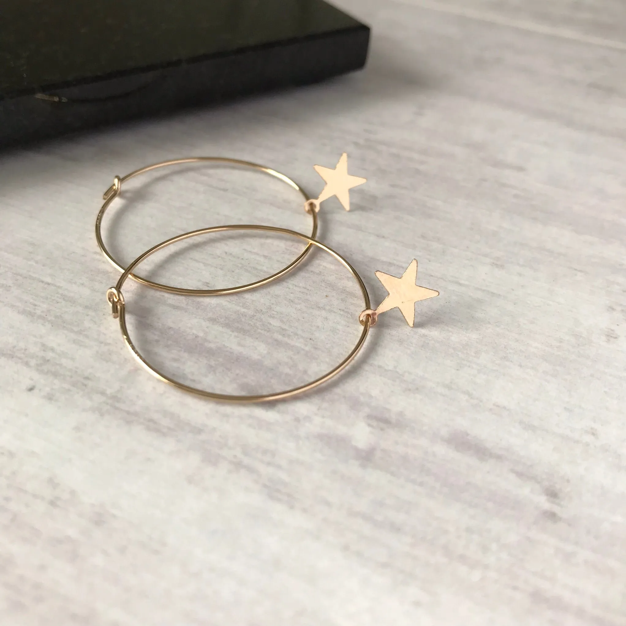 Gold Star Hoop Earrings