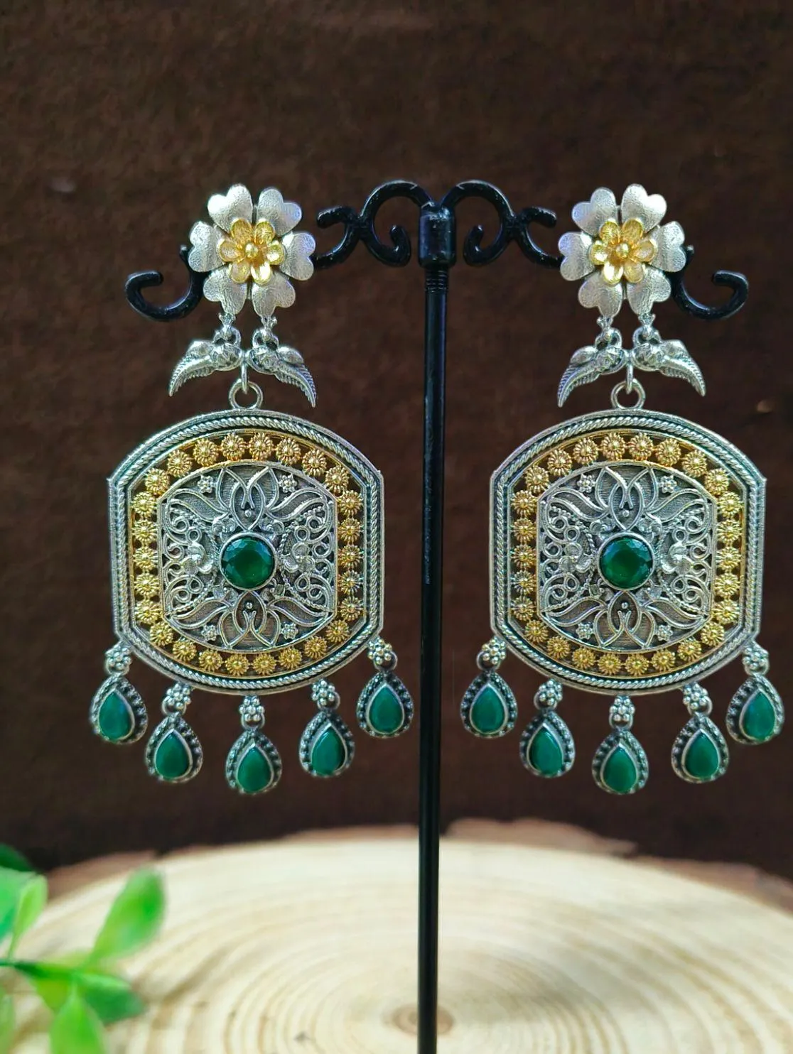 Golden Tone Dangler Earrings | Sarichka