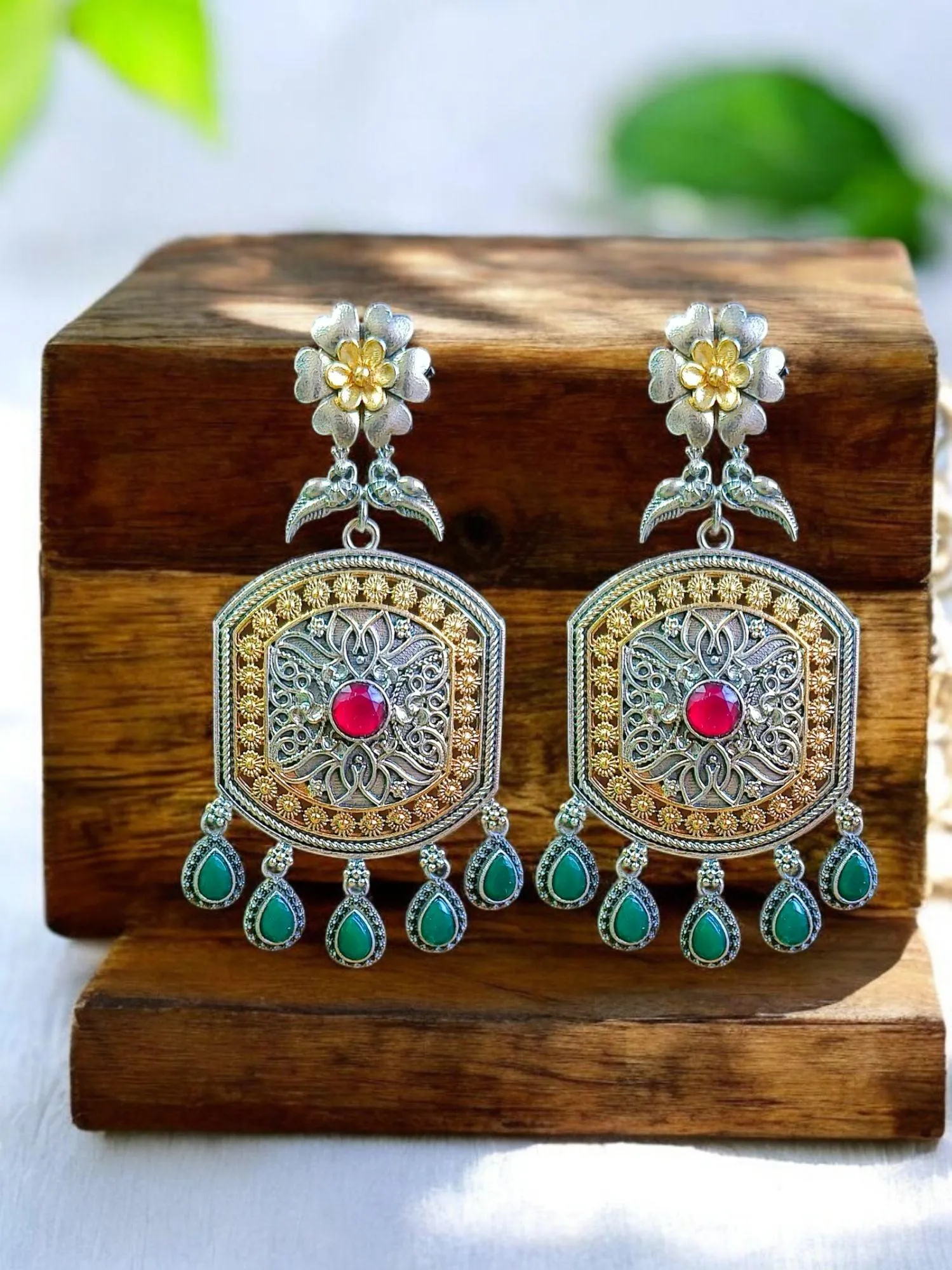 Golden Tone Dangler Earrings | Sarichka