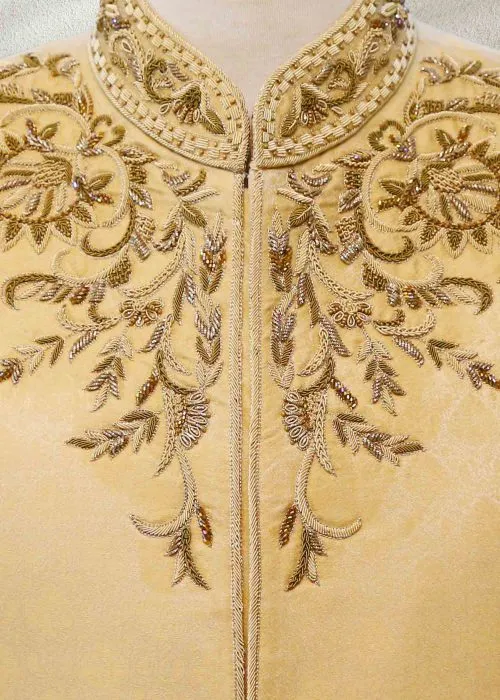 Golden Wedding Sherwani With Embroidery